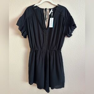 NWT Seafolly black lightweight Viscose V neck & back romper playsuit. Size Small